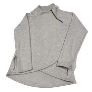 Athleta Cozy Karma Asym Pullover Medium Gray Fleece Asymmetric Zip Sweater